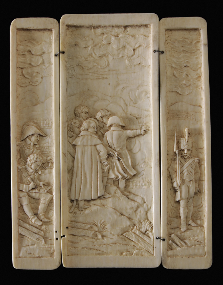 Napoleonic Ivory Triptych French, 19th