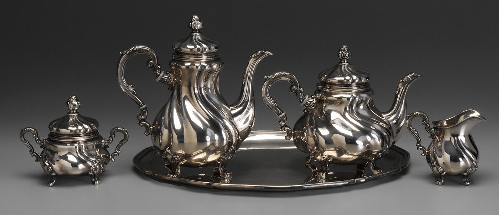 German Silver Tea Service and Tray