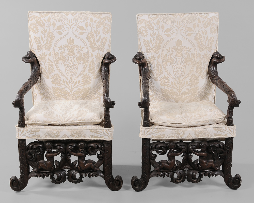 Pair Venetian Baroque Style Carved 11953f