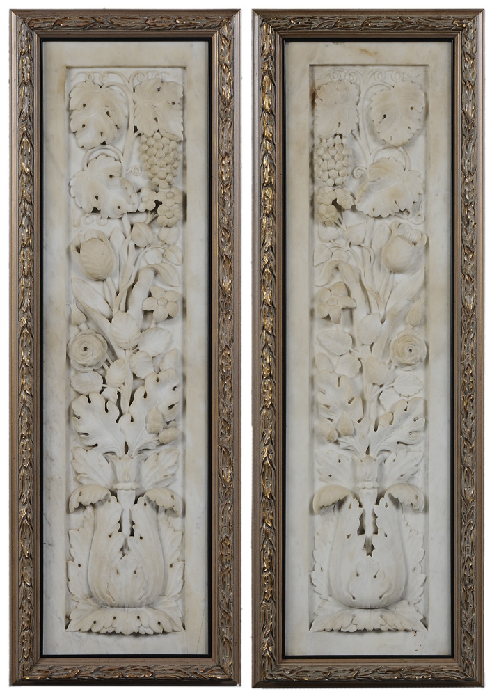 Pair Carved Marble Reliefs late 119575