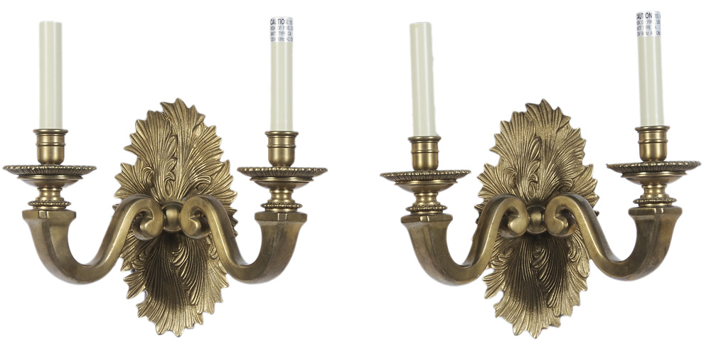 Pair Brass Sconces modern, heavy