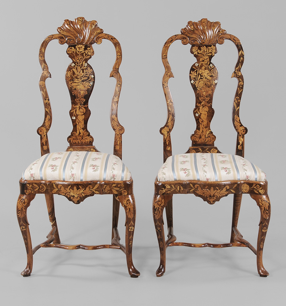 Pair Continental Marquetry Side