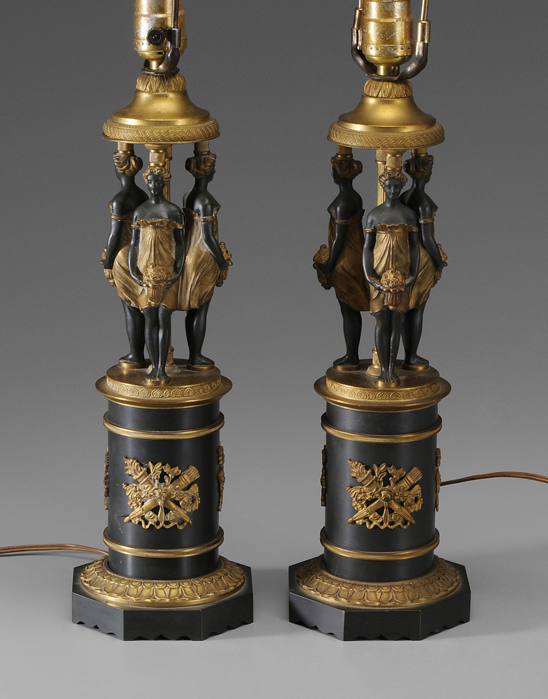 Pair French Empire Style Gilt Bronze