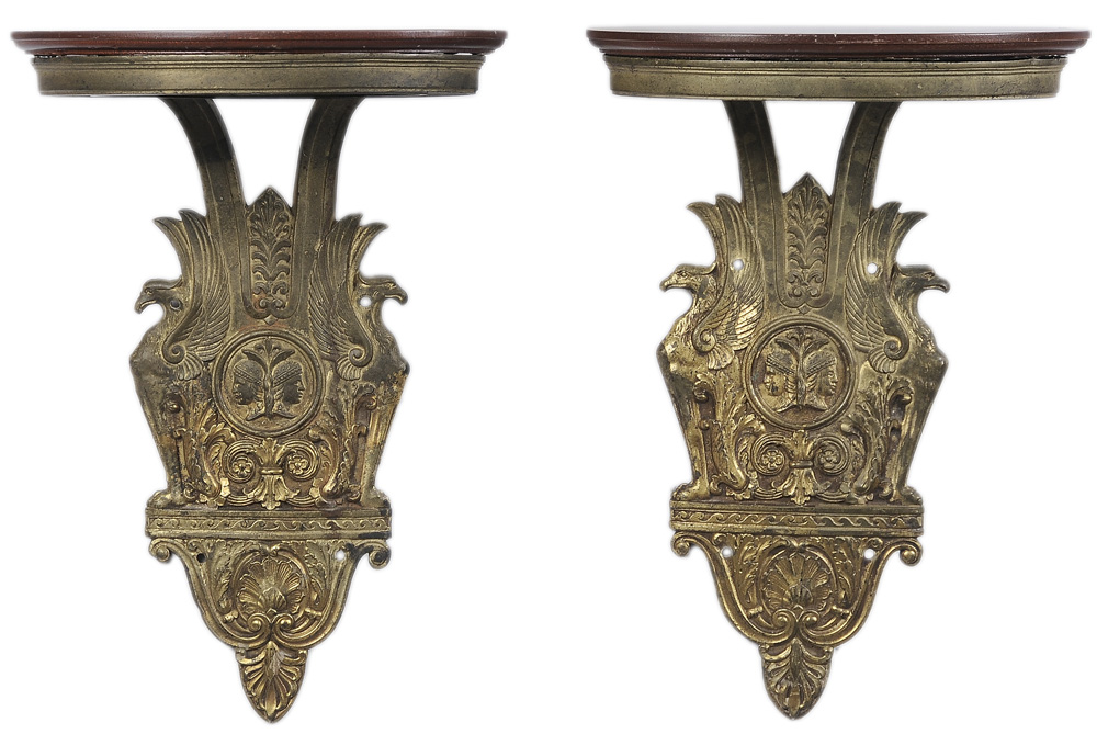 Pair Empire Style Gilt Bronze Brackets 1195bd