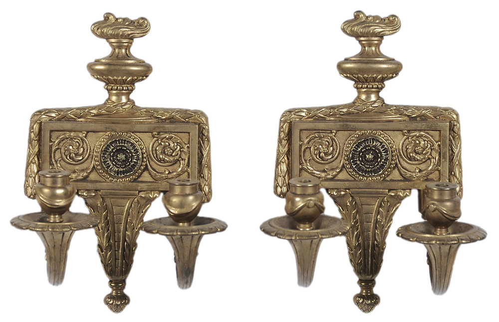 Pair Brass Sconces 19th century  1195c2