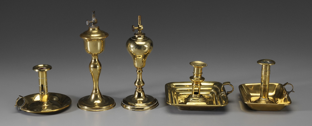 Five Brass Lighting Devices late 1195d8