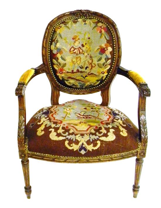 Louis XVI style fauteuil carved 121109