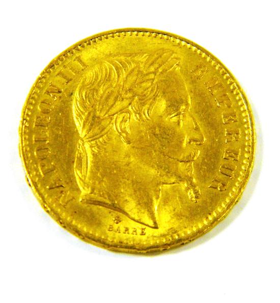 COIN 1868 French 20 Francs Gold 121112