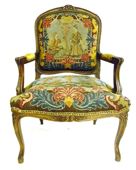 Louis XVI style fauteuil  carved