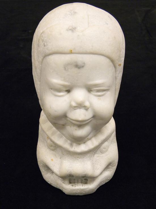 Marble bust  mischevious child in skull