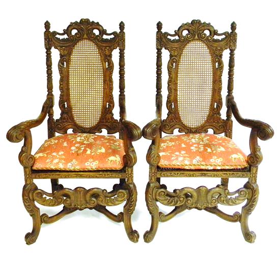 Pair of Baroque Revival throne 121181