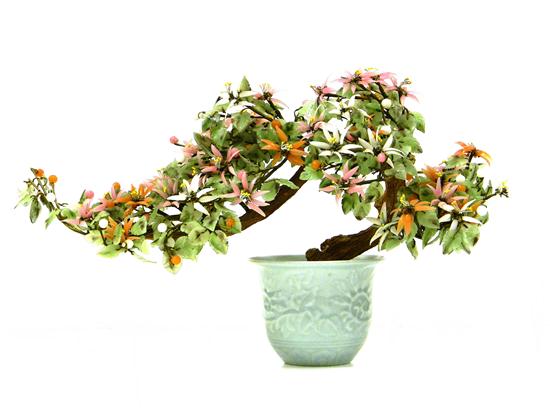 Asian hardstone bonsai form jade tree