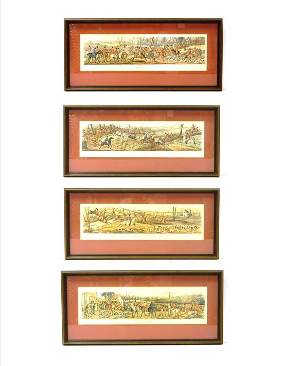 Four English hunting prints  reproductions