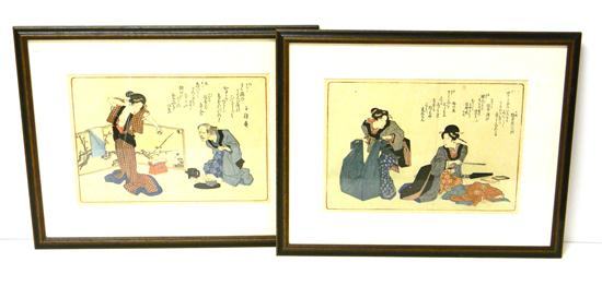 Two Japanese color woodblock book 12124e