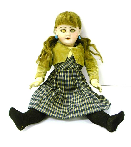 DOLL: 20'' dry bisque head doll