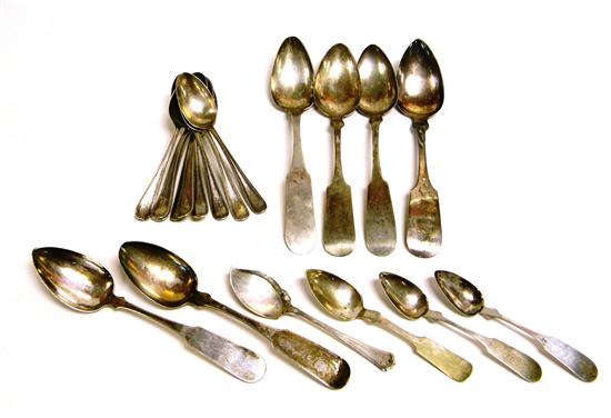 SILVER nineteen pieces nine teaspoons 1212bf