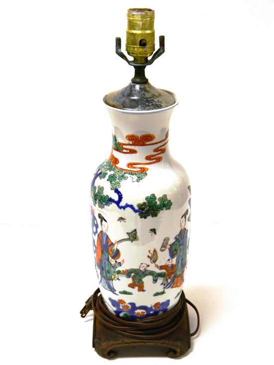 Porcelain vase converted to lamp