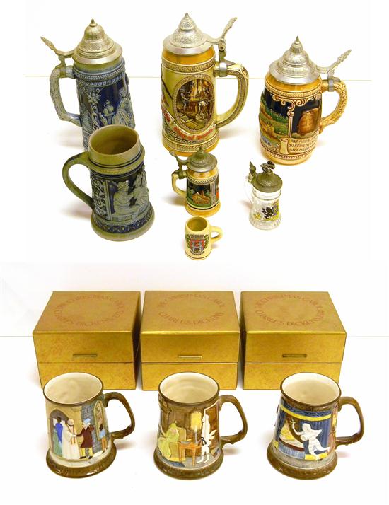 Assortment of steins including  1212cd