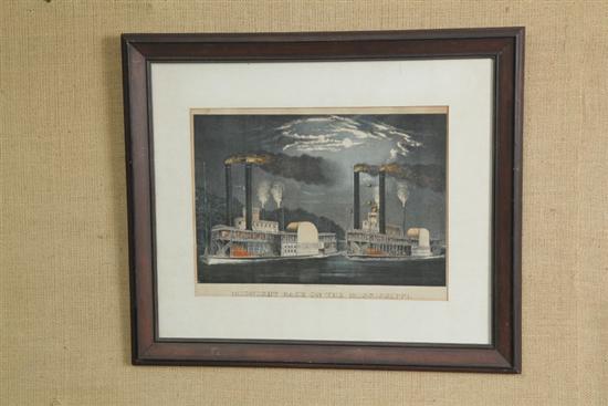 CURRIER AND IVES PRINT MIDNIGHT RACE