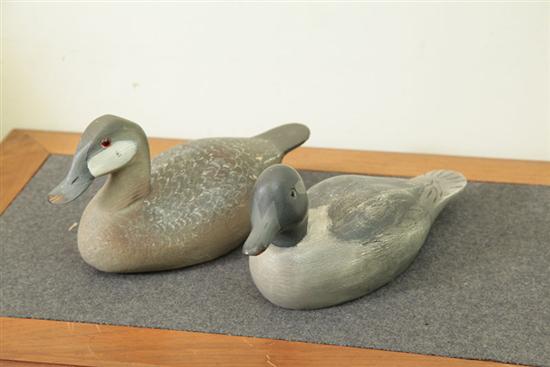 TWO DUCK DECOYS. Including one carved