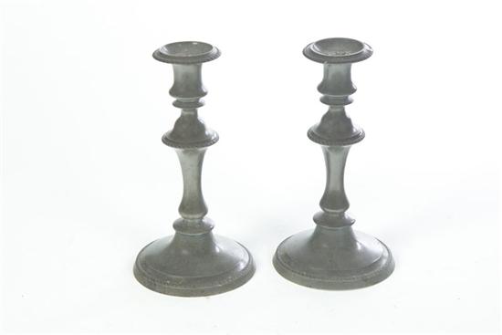 PAIR OF PEWTER CANDLESTICKS.  American