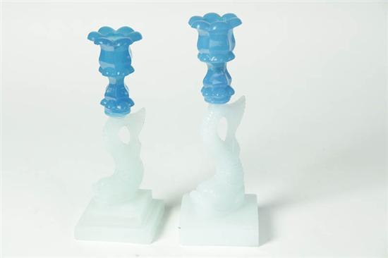 TWO DOLPHIN CANDLESTICKS.  American