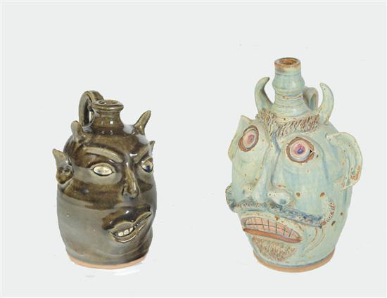 TWO GROTESQUE JUGS.  American  20th