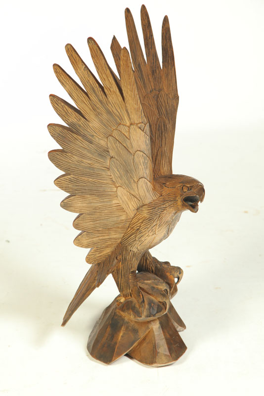 CARVED WOODEN EAGLE.  American