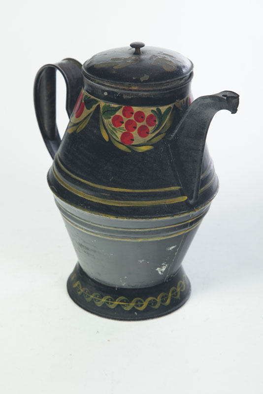 TOLE COFFEE POT.  Attributed to