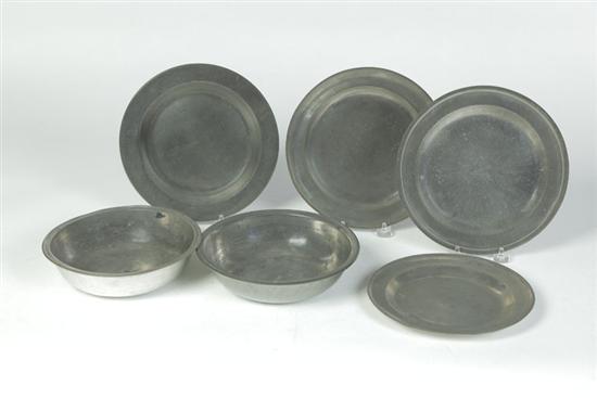 SIX PIECES OF PEWTER Two American 1214af