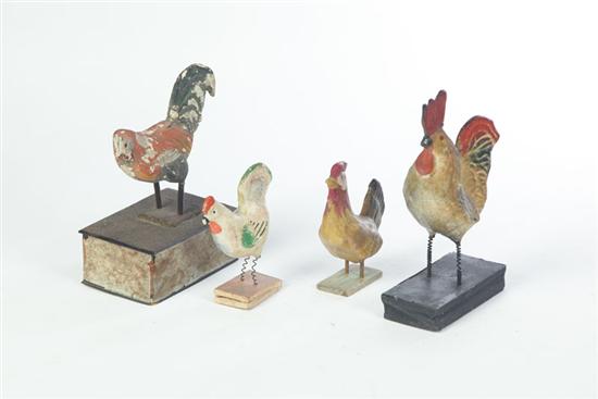 FOUR ROOSTERS German 19th century  1214cf
