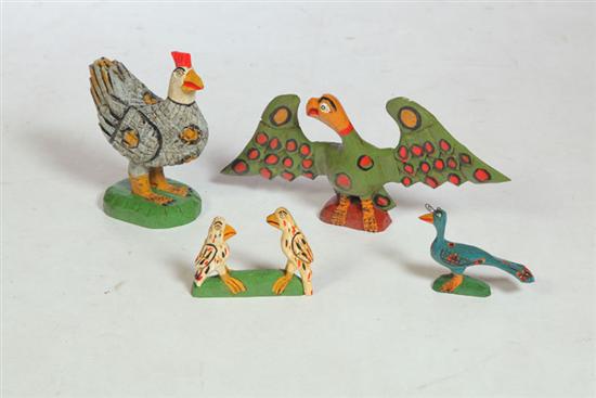 FOUR FOLK ART BIRDS.  American  late