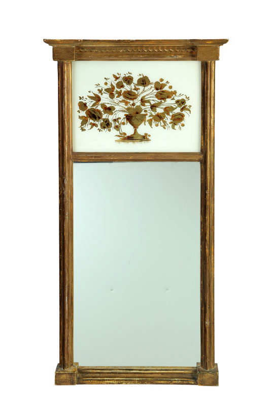 REVERSE PAINTED MIRROR  American  ca.1820.