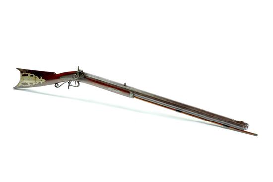 HALF-STOCK PERCUSSION RIFLE.  Marked