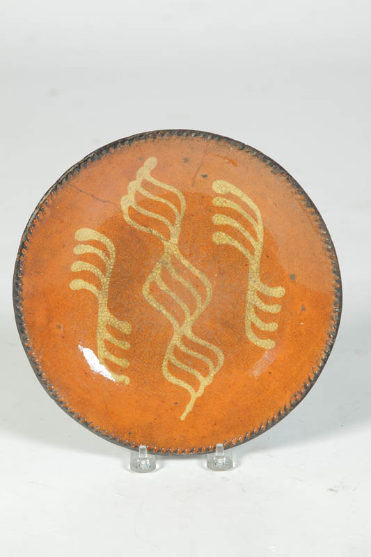 REDWARE PIE PLATE.  American  mid 19th