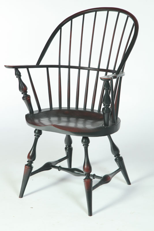 REPRODUCTION WINDSOR BOW-BACK ARMCHAIR.