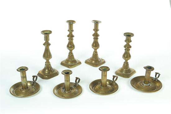 EIGHT BRASS CANDLESTICKS American 121691