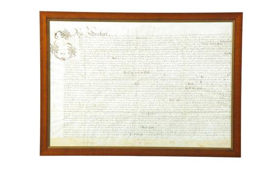 EARLY INDENTURE.  Ink on vellum  dated