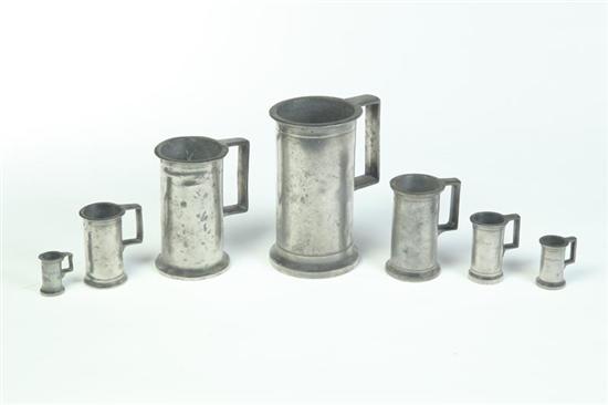 SET OF SEVEN PEWTER MEASURES  1216e6