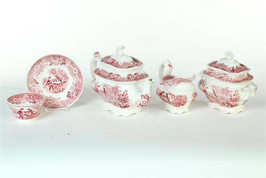 RED STAFFORDSHIRE TEASET English 121705