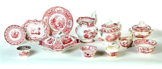 THIRTEEN PIECES OF RED STAFFORDSHIRE.