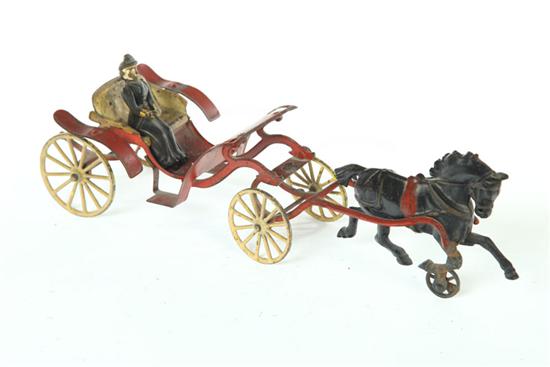 CAST IRON AND STEEL TOY AND CARRIAGE  121766