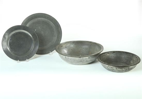 FOUR PIECES OF PEWTER.  England