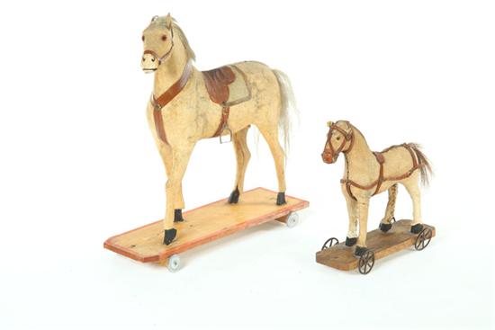 TWO HORSE PULL TOYS.  Probably