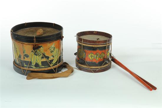 TWO TOY DRUMS American early 1217b2