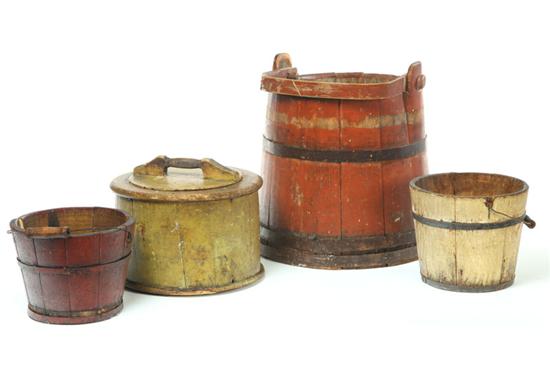 FOUR PIECES OF PAINTED WOODENWARE  1217b8