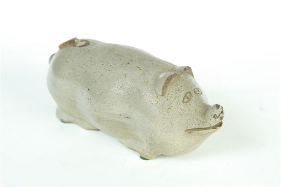 STONEWARE PIG FLASK.  Midwestern  19th