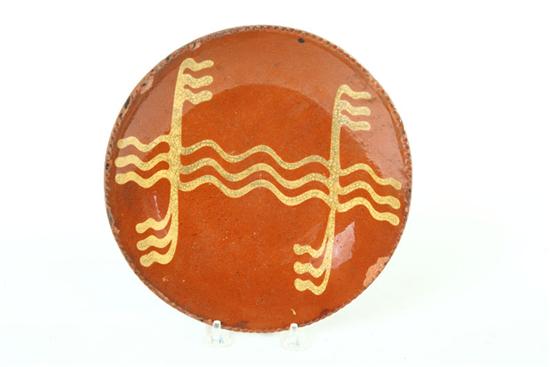 REDWARE PIE PLATE.  American  mid