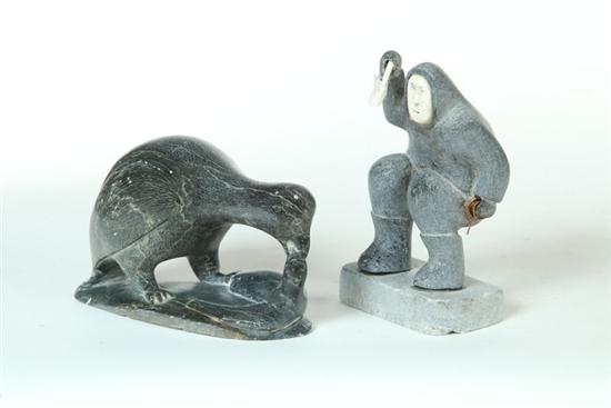 TWO INUIT CARVINGS.  Canada  mid 20th