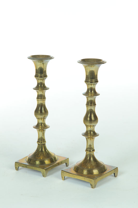 PAIR OF BRASS CANDLESTICKS.  American